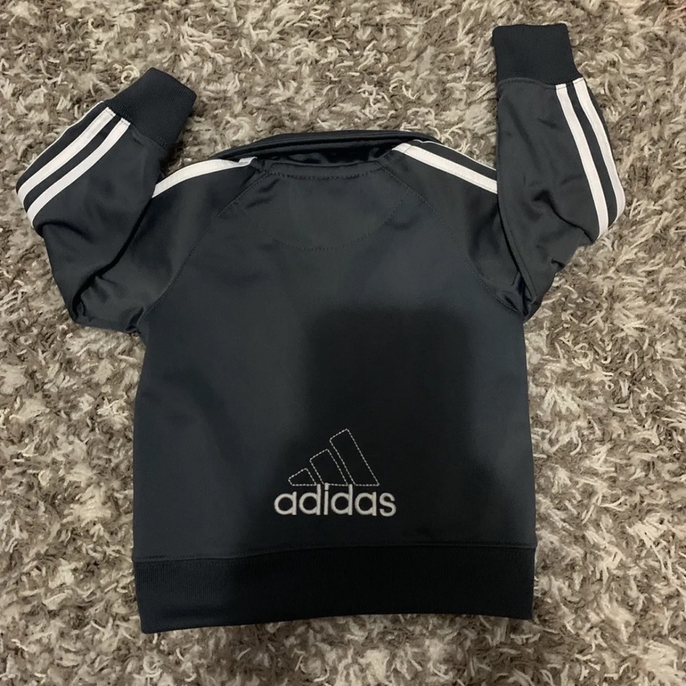 Adidas Grey Track Jacket Back Logo 12 Months Full Zíper - Picture 4 of 8